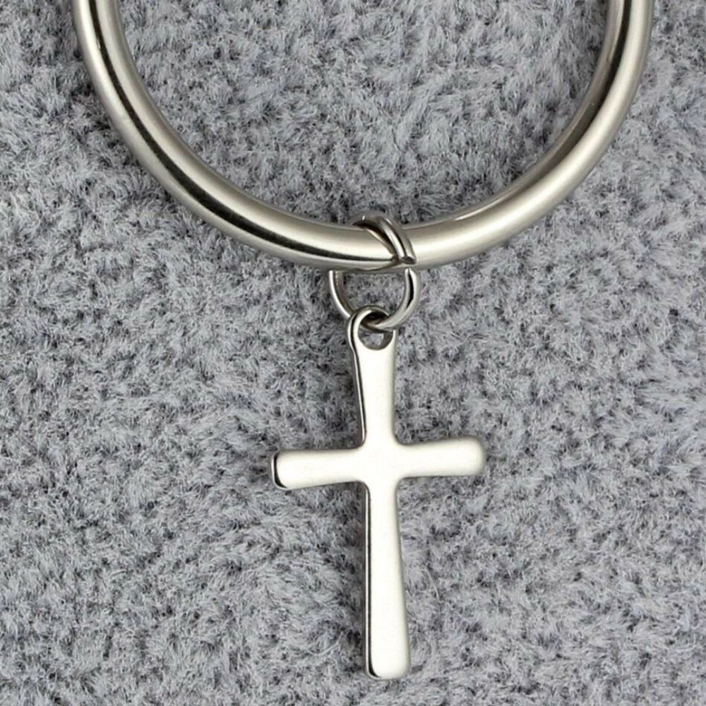 NWOT 25mm Silver Cross Huggie Earrings - Picture 9 of 16
